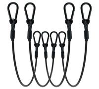 SDTC Tech 4-Pack Loop End Braided Stainless Steel Cable Heavy Duty Security Wire Ropes with Carabiner Hook Locks for Yard Light, Home Decoration, Transport, 4mm Thickness 24 Inch Length PVC Coated
