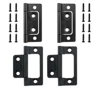 SDTC Tech 4-Pack Non-Mortise Door Hinges Bifold Butt Cabinet Hinges with Screws for Furniture Windows Cupboard etc. - 2 x 0.9 Inch, Black