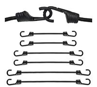 SDTC Tech 6-Pack Bungee Cords with Plastic Steel Hooks 12" 24" 36" Black Heavy Duty Outdoor Elastic Rope Straps for Tents, Cargo, Kayak Boat, Bikes Rope Tie, Tarp, Luggage