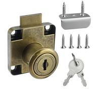 SDTC Tech Drawer Lock with Keys and Matching Screws Antique Bronze Style Swivel Lock for Cabinet/Wardrobe/Cupboard/Office Desk etc. (Cylinder Cam Length 22 mm)