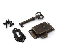 SDTC Tech Retro Desk Drawer Lock Vintage Style Square Spring Latch Lock with Key and Matching Screws for Office Desk/Jewelry Box/Cabinet/Cupboard (Bronze)