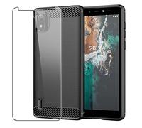 SDTEK Case Compatible with Nokia C2 2nd Edition, Full Body Front and Back 360 Protection Carbon Fibre Phone Cover with Tempered Glass Screen Protector