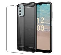 SDTEK Case Compatible with Nokia G22, Full Body Front and Back 360 Protection Carbon Fibre Phone Cover with Tempered Glass Screen Protector