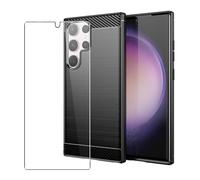 SDTEK Case Compatible with Samsung Galaxy S24 Ultra, Full Body Front and Back 360 Protection Carbon Fibre Phone Cover with Tempered Glass Screen Protector