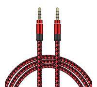 SDTEK Extra Long 3 Metres Red Braided Aux Audio Cable Jack Stereo 3m 3.5mm Cable for iPhones, iPods, iPads, Samsungs, Tablets, Car, Phones