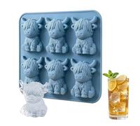 Sdtgrtht 2 Pieces 6 Cavity Cow Silicone Ice Cubes Tray 16x13.5cm Mini Highland Cattle Ice Cubes Mold Novelty Cows Silicone ICES Cube Moulds for Summer BBQ Grill Outdoor Picnic Camping