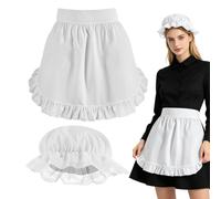 Sdtgrtht Maid Costume for Women Halloween Retro White Apron Headgear Set