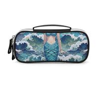 SDTKLHW Makeup Bag Makeup Blue Waves Squama Mermaid Scale Printed Organizer Travel Makeup Bag Cosmetic Bag for Portable Toiletry Bag Accessories Organizer