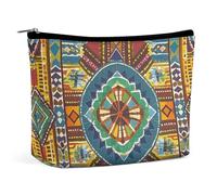 SDTKLHW Makeup Bag Makeup Organizer Foldable Cosmetic Bag African Style Textile Pattern Printed Travel Makeup Bag for Women