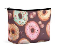 SDTKLHW Makeup Bag Makeup Organizer Foldable Cosmetic Bag Pretty Donuts Printed Travel Makeup Bag for Women