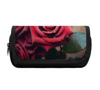SDTKLHW Pencil Bag Portable Pencil Bag Pouch Beautiful Red Rose Printed Pencil Pencil Case Multifunctional Pencil Pouch Holder Box
