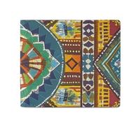 SDTKLHW Wallet Card Case Coin Purse Mens African Style Textile Pattern Printed Wallet with ID Window Pocket Minimalist Design