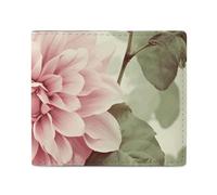 SDTKLHW Wallet Card Case Coin Purse Mens Beautiful Vintage Flower Printed Wallet with ID Window Pocket Minimalist Design