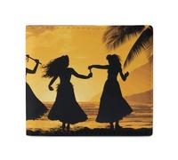 SDTKLHW Wallet Card Case Coin Purse Mens Five Silhouettes of Hawaiian Dance Printed Wallet with ID Window Pocket Minimalist Design