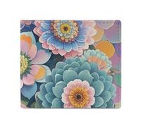 SDTKLHW Wallet Card Case Coin Purse Mens Scales And Flowers Pattern Printed Wallet with ID Window Pocket Minimalist Design