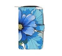 SDTKLHW Wallet for Men Coin Purse Card Case Zipper Blue Hibiscus Flower Printed Wallet Multi Credit Card Holder Purse