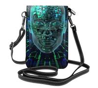 SDTLMNW Artificial Intelligence Brain Printed Crossbody Cell Phone Bag for Women Men, Small Leather Cell Phone Purse Wallet with Adjustable Strap