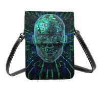SDTLMNW Artificial Intelligence Brain Printed Crossbody Cell Phone Bag for Women Men, Small Leather Cell Phone Purse Wallet, Hold Two Phones