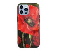 SDTLMNW Beautiful Red Poppy Flower Printed Phone Case for iPhone 13 Pro Max 6.7 inch Tempered Glass Shockproof Protection Phone Case Cover
