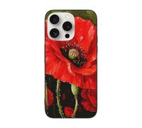 SDTLMNW Beautiful Red Poppy Flower Printed Phone Case for iPhone 15 Pro Max 6.7 inch Shockproof Phone Case Cover,Anti-Fingerprint,Non-Yellowing