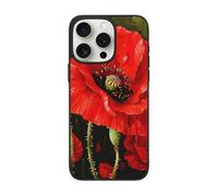 SDTLMNW Beautiful Red Poppy Flower Printed Phone Case for iPhone 15 Pro Max 6.7 inch Shockproof Phone Case Cover with Camera Lens Protectors,Anti-Fingerprint,Non-Yellowing