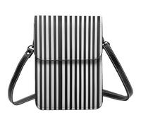 SDTLMNW Black & White Stripe Printed Crossbody Cell Phone Bag for Women Men, Small Leather Cell Phone Purse Wallet, Hold Two Phones