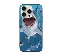 SDTLMNW Blue Cartoon Shark Printed Phone Case for iPhone 15 Pro Max 6.7 inch Shockproof Phone Case Cover,Anti-Fingerprint,Non-Yellowing
