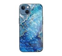 SDTLMNW Bright Aqua Blue Turquoise Printed Phone Case for iPhone 13 Mini 5.4 inch Tempered Glass Shockproof Protection Phone Case Cover