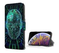 SDTLMNW Compatible with iPhone 7/8/SE2/SE3 Wallet Case with Card Holder, Artificial Intelligence Brain Prints Flip Leather Shockproof Phone Case Cover Black