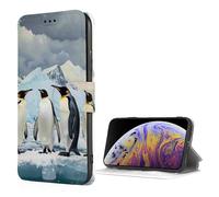SDTLMNW Compatible with iPhone 7/8/SE2/SE3 Wallet Case with Card Holder, Penguins on The Iceberg Prints Flip Leather Shockproof Phone Case Cover Black