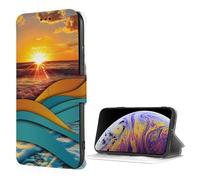 SDTLMNW Compatible with iPhone 7/8/SE2/SE3 Wallet Case with Card Holder, Sunset and Sunrise with Ocean Sea Waves Prints Flip Leather Shockproof Phone Case Cover