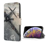 SDTLMNW Compatible with iPhone 7/8/SE2/SE3 Wallet Case with Card Holder, World War 2 Aircraft Airplane Prints Flip Leather Shockproof Phone Case Cover Black