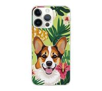 SDTLMNW Corgi Hawaiian Tropical Pineapple Printed Clear Phone Case for iPhone 14 Pro Max 6.7 inch Shockproof Phone Cover, Anti-Fingerprint, Non-Yellowing, Wireless Charging