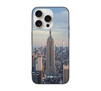 SDTLMNW Empire State Printed Phone Case for iPhone 15 Pro 6.1 Inch Shockproof Soft Glass Phone Case Cover, Wireless Charging, Anti-Fingerprint, Non-Yellowing