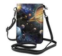 SDTLMNW Exploring the Solar System Printed Crossbody Cell Phone Bag for Women Men, Small Leather Cell Phone Purse Wallet with Adjustable Strap