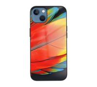 SDTLMNW Fantastic Parrot Feather Printed Phone Case for iPhone 13 Mini 5.4 inch Tempered Glass Shockproof Protection Phone Case Cover White
