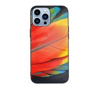 SDTLMNW Fantastic Parrot Feather Printed Phone Case for iPhone 13 Pro Max 6.7 inch Tempered Glass Shockproof Protection Phone Case Cover White