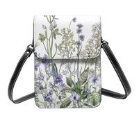 SDTLMNW Flowering Herbs and Herbaceous Plants Printed Crossbody Cell Phone Bag for Women Men, Small Leather Cell Phone Purse Wallet, Hold Two Phones