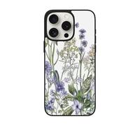 SDTLMNW Flowering Herbs and Herbaceous Plants Printed Phone Case for iPhone 15 Pro 6.1 Inch Shockproof Soft Glass Phone Case Cover, Wireless Charging, Anti-Fingerprint, Non-Yellowing