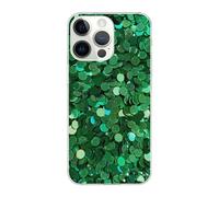 SDTLMNW Green Sequin Sparkle Printed Clear Phone Case for iPhone 14 Pro Max 6.7 inch Shockproof Phone Cover, Anti-Fingerprint, Non-Yellowing, Wireless Charging
