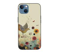 SDTLMNW Hen Flying Butterflies Among Flower Printed Phone Case for iPhone 13 6.1 inch Shockproof Phone Case Cover for iPhone 13,Anti-Fingerprint,Non-Yellowing