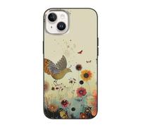 SDTLMNW Hen Flying Butterflies Among Flower Printed Phone Case for iPhone 14 Plus 6.7 Inch Shockproof Phone Case Cover for iPhone 14 Plus,Anti-Fingerprint,Non-Yellowing