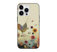 SDTLMNW Hen Flying Butterflies Among Flower Printed Phone Case for iPhone 14 Pro Max 6.7 inch Shockproof Phone Case Cover for iPhone 14 Pro Max,Anti-Fingerprint,Non-Yellowing