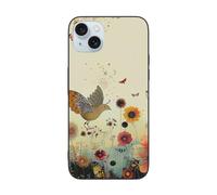 SDTLMNW Hen Flying Butterflies Among Flower Printed Phone Case for iPhone 15 Plus 6.7 Inch Shockproof Phone Case Cover,Anti-Fingerprint,Non-Yellowing