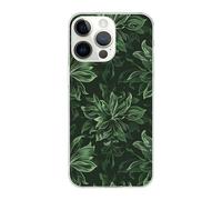 SDTLMNW Hunter Green Floral Petals Pattern Printed Clear Phone Case for iPhone 14 Pro Max 6.7 inch Shockproof Phone Cover, Anti-Fingerprint, Non-Yellowing, Wireless Charging