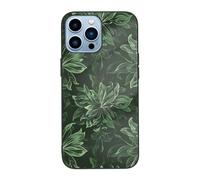SDTLMNW Hunter Green Floral Petals Pattern Printed Phone Case for iPhone 13 Pro Max 6.7 inch Tempered Glass Shockproof Protection Phone Case Cover
