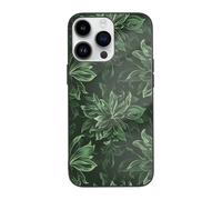 SDTLMNW Hunter Green Floral Petals Pattern Printed Phone Case for iPhone 14 Pro Max Tempered Glass Shockproof Protection Phone Case Cover for iPhone 14 Pro Max 6.7 inch