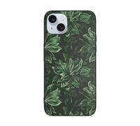 SDTLMNW Hunter Green Floral Petals Pattern Printed Phone Case for iPhone 15 6.1 inch Shockproof Soft Glass Phone Case Cover, Wireless Charging, Anti-Fingerprint, Non-Yellowing