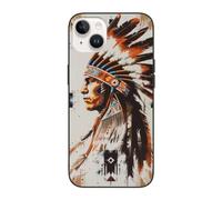 SDTLMNW Native American Printed Phone Case for iPhone 14 Plus 6.7 Inch Shockproof Phone Case Cover for iPhone 14 Plus,Anti-Fingerprint,Non-Yellowing White