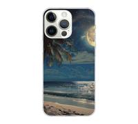 SDTLMNW Tropical Beach Palm Tree Printed Clear Phone Case for iPhone 14 Pro 6.1 inch Shockproof Phone Cover, Anti-Fingerprint, Non-Yellowing, Wireless Charging